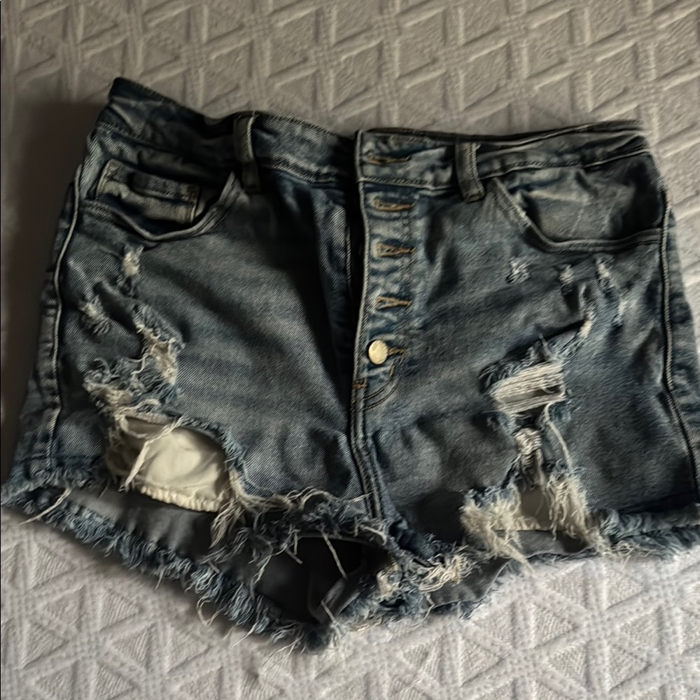 KanCan Blue Distressed Jean Shorts High-Waisted